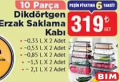 DİKDÖRTGEN ERZAK SAKLAMA KABI 10 PARÇA fiyat ve kampanya bilgisi